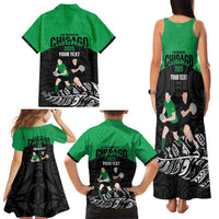 New Zealand and Ireland Rugby Custom Family Matching Tank Maxi Dress and Hawaiian Shirt Chicago 2025 Go All Black Shamrocks LT14 - Polynesian Pride