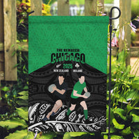 New Zealand and Ireland Rugby Garden Flag Chicago 2025 Go All Black Shamrocks LT14 Garden Flag Black - Polynesian Pride
