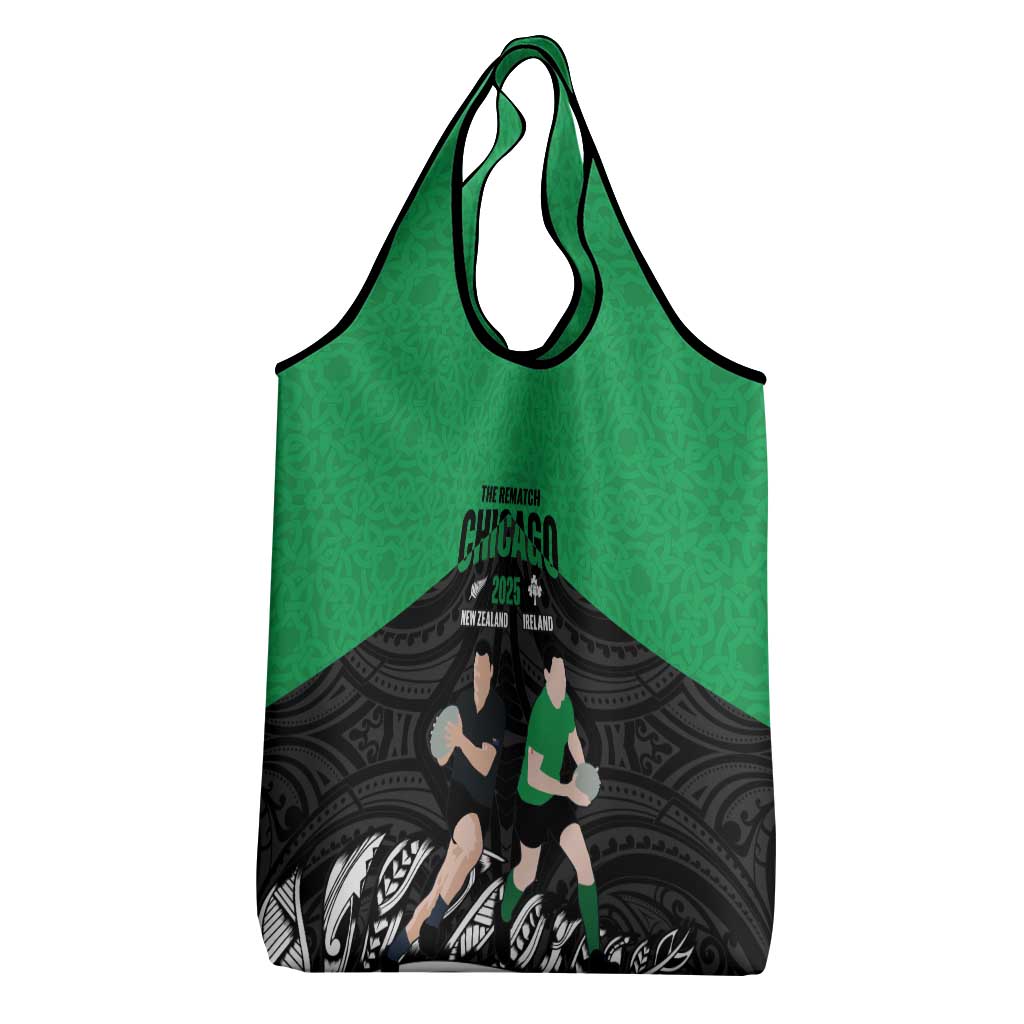 New Zealand and Ireland Rugby Grocery Bag Chicago 2025 Go All Black Shamrocks LT14 - Polynesian Pride