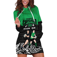 New Zealand and Ireland Rugby Custom Hoodie Dress Chicago 2025 Go All Black Shamrocks LT14 Black - Polynesian Pride