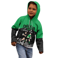New Zealand and Ireland Rugby Custom Kid Hoodie Chicago 2025 Go All Black Shamrocks LT14 - Polynesian Pride