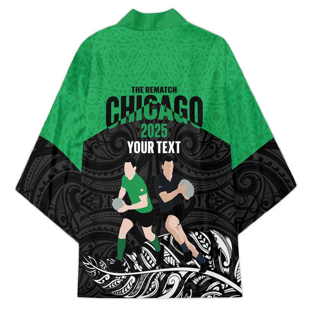 New Zealand and Ireland Rugby Custom Kimono Chicago 2025 Go All Black Shamrocks LT14 - Polynesian Pride