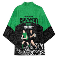 New Zealand and Ireland Rugby Custom Kimono Chicago 2025 Go All Black Shamrocks LT14 - Polynesian Pride