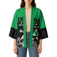 New Zealand and Ireland Rugby Custom Kimono Chicago 2025 Go All Black Shamrocks LT14 - Polynesian Pride