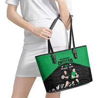 New Zealand and Ireland Rugby Leather Tote Bag Chicago 2025 Go All Black Shamrocks LT14 - Polynesian Pride