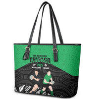 New Zealand and Ireland Rugby Leather Tote Bag Chicago 2025 Go All Black Shamrocks LT14 - Polynesian Pride
