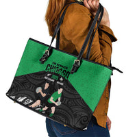 New Zealand and Ireland Rugby Leather Tote Bag Chicago 2025 Go All Black Shamrocks LT14 - Polynesian Pride