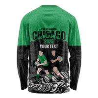 New Zealand and Ireland Rugby Custom Long Sleeve Shirt Chicago 2025 Go All Black Shamrocks - Polynesian Pride