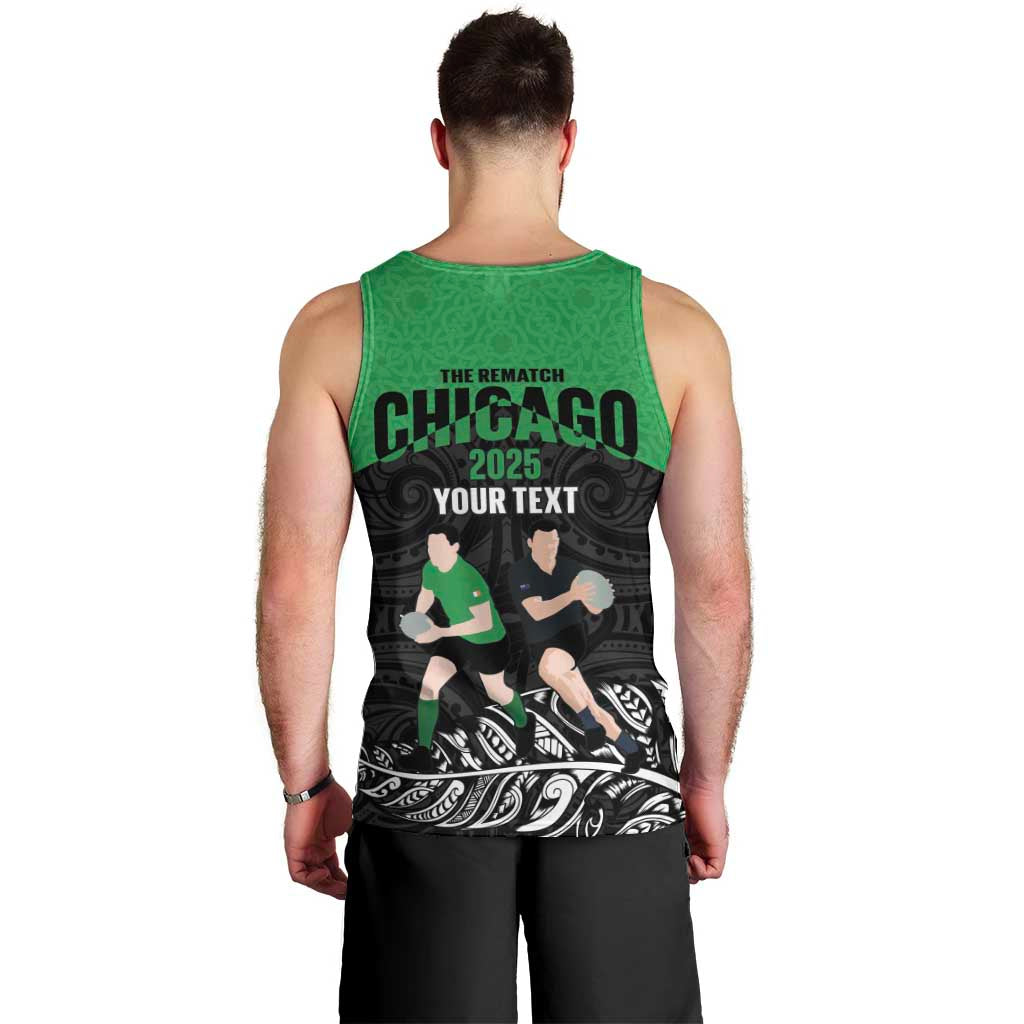New Zealand and Ireland Rugby Custom Men Tank Top Chicago 2025 Go All Black Shamrocks LT14 - Polynesian Pride