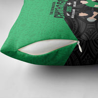 New Zealand and Ireland Rugby Pillow Cover Chicago 2025 Go All Black Shamrocks LT14 - Polynesian Pride