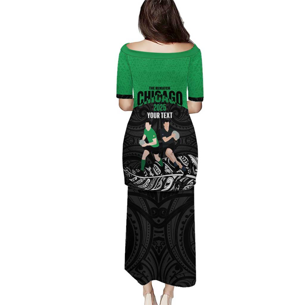 New Zealand and Ireland Rugby Custom Puletasi Chicago 2025 Go All Black Shamrocks LT14 - Polynesian Pride