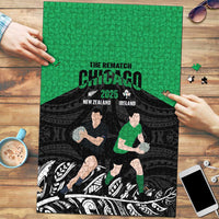 New Zealand and Ireland Rugby Puzzle Chicago 2025 Go All Black Shamrocks LT14 Black - Polynesian Pride
