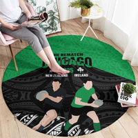 New Zealand and Ireland Rugby Round Carpet Chicago 2025 Go All Black Shamrocks LT14 - Polynesian Pride