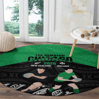 New Zealand and Ireland Rugby Round Carpet Chicago 2025 Go All Black Shamrocks LT14 - Polynesian Pride