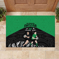 New Zealand and Ireland Rugby Rubber Doormat Chicago 2025 Go All Black Shamrocks LT14 Black - Polynesian Pride