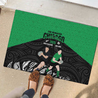 New Zealand and Ireland Rugby Rubber Doormat Chicago 2025 Go All Black Shamrocks LT14 - Polynesian Pride