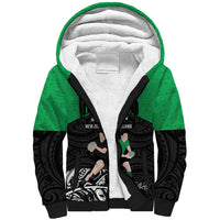 New Zealand and Ireland Rugby Custom Sherpa Hoodie Chicago 2025 Go All Black Shamrocks LT14 Unisex Black - Polynesian Pride