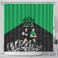 New Zealand and Ireland Rugby Shower Curtain Chicago 2025 Go All Black Shamrocks LT14 - Polynesian Pride