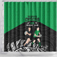New Zealand and Ireland Rugby Shower Curtain Chicago 2025 Go All Black Shamrocks LT14 - Polynesian Pride