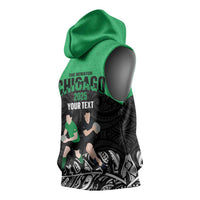 New Zealand and Ireland Rugby Custom Sleeveless Hoodie Chicago 2025 Go All Black Shamrocks LT14 - Polynesian Pride