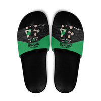 New Zealand and Ireland Rugby Slide Sandals Chicago 2025 Go All Black Shamrocks LT14 Black - Polynesian Pride