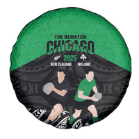 New Zealand and Ireland Rugby Spare Tire Cover Chicago 2025 Go All Black Shamrocks LT14 - Polynesian Pride