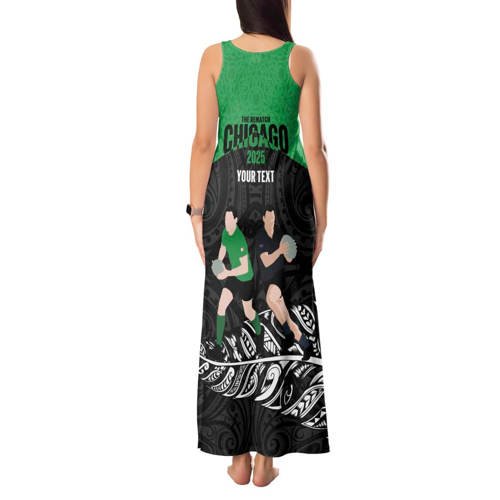 New Zealand and Ireland Rugby Custom Tank Maxi Dress Chicago 2025 Go All Black Shamrocks LT14 - Polynesian Pride