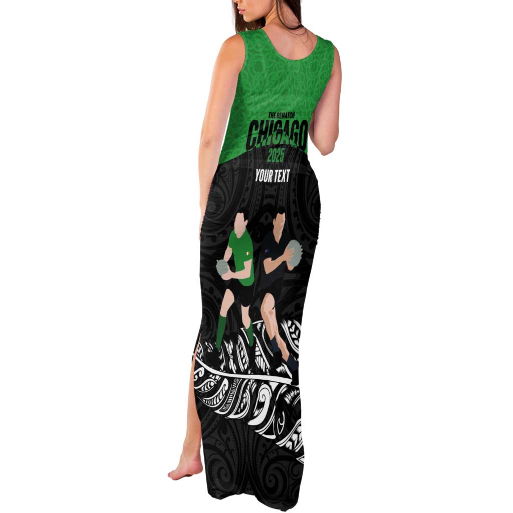 New Zealand and Ireland Rugby Custom Tank Maxi Dress Chicago 2025 Go All Black Shamrocks LT14 - Polynesian Pride