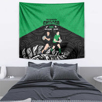 New Zealand and Ireland Rugby Tapestry Chicago 2025 Go All Black Shamrocks LT14 - Polynesian Pride
