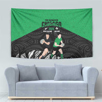 New Zealand and Ireland Rugby Tapestry Chicago 2025 Go All Black Shamrocks LT14 - Polynesian Pride