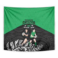 New Zealand and Ireland Rugby Tapestry Chicago 2025 Go All Black Shamrocks LT14 - Polynesian Pride