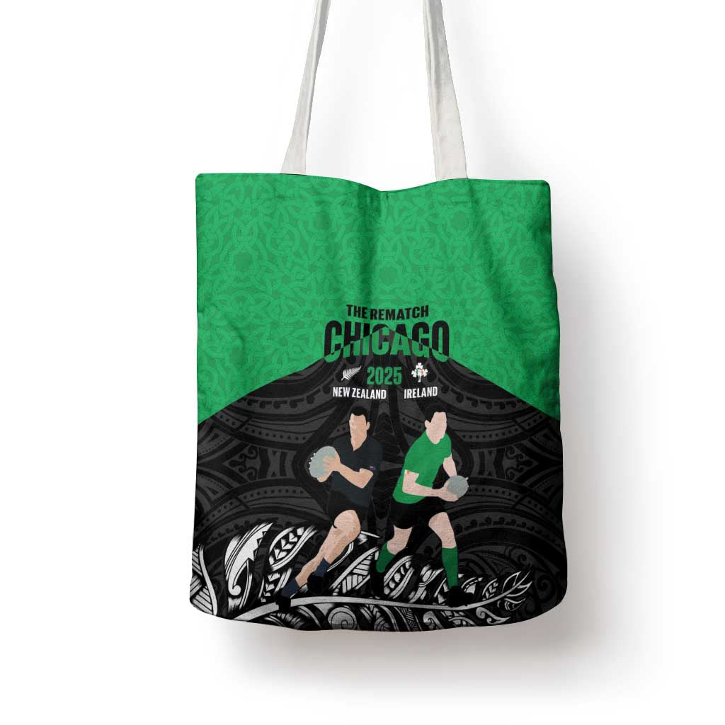 New Zealand and Ireland Rugby Tote Bag Chicago 2025 Go All Black Shamrocks LT14 - Polynesian Pride