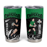 New Zealand and Ireland Rugby Tumbler Cup Chicago 2025 Go All Black Shamrocks LT14 Black - Polynesian Pride