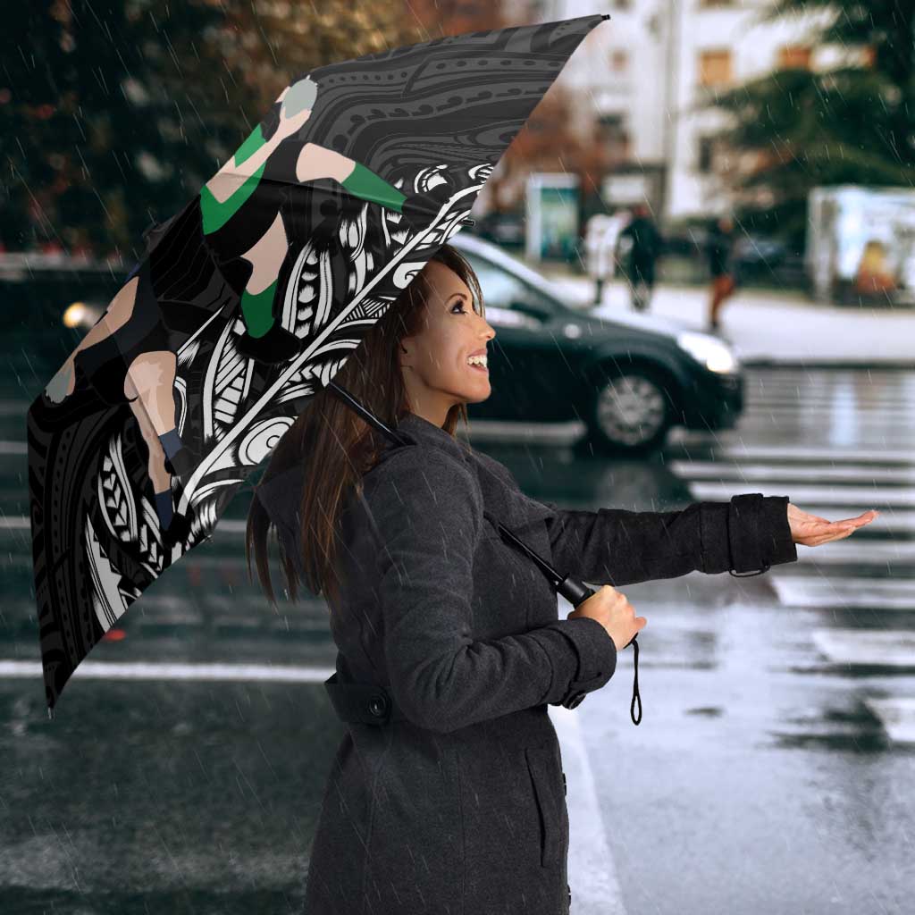 New Zealand and Ireland Rugby Umbrella Chicago 2025 Go All Black Shamrocks LT14 - Polynesian Pride