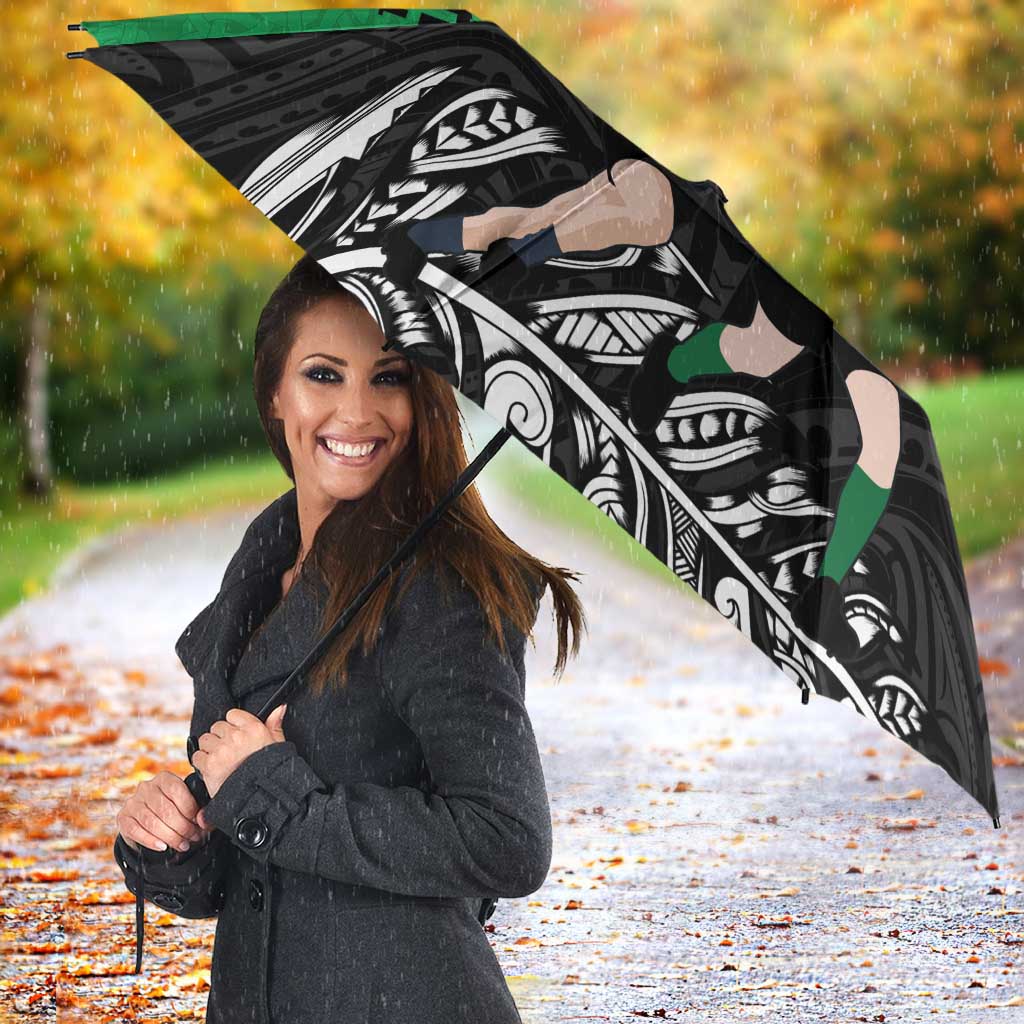 New Zealand and Ireland Rugby Umbrella Chicago 2025 Go All Black Shamrocks LT14 - Polynesian Pride