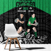 New Zealand and Ireland Rugby Window Curtain Chicago 2025 Go All Black Shamrocks LT14 - Polynesian Pride