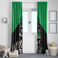 New Zealand and Ireland Rugby Window Curtain Chicago 2025 Go All Black Shamrocks LT14 - Polynesian Pride