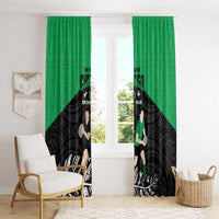 New Zealand and Ireland Rugby Window Curtain Chicago 2025 Go All Black Shamrocks LT14 - Polynesian Pride