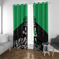 New Zealand and Ireland Rugby Window Curtain Chicago 2025 Go All Black Shamrocks LT14 With Grommets Black - Polynesian Pride