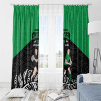 New Zealand and Ireland Rugby Window Curtain Chicago 2025 Go All Black Shamrocks LT14 - Polynesian Pride