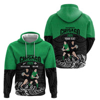 New Zealand and Ireland Rugby Custom Zip Hoodie Chicago 2025 Go All Black Shamrocks LT14 - Polynesian Pride