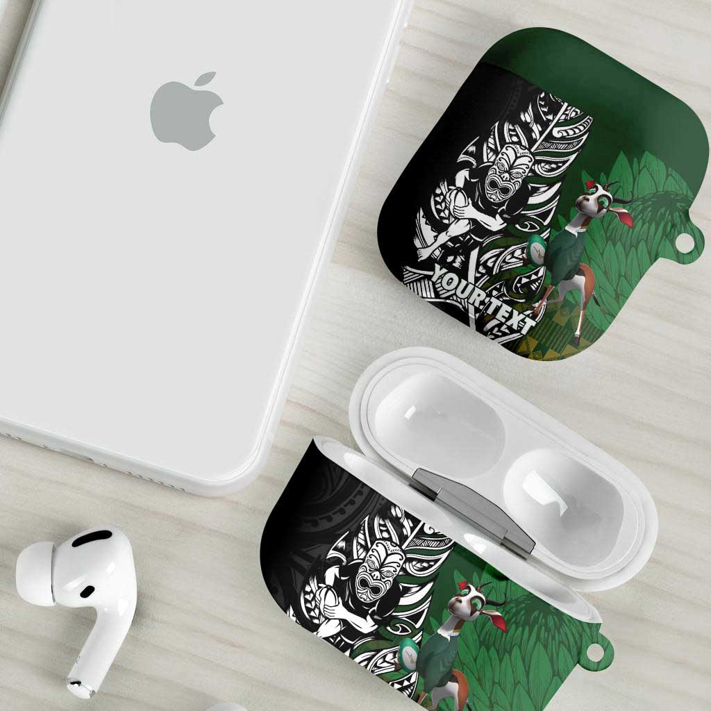 New Zealand and South Africa Rugby Custom AirPods Case Maori Tiki Fern Springboks Kente Pattern LT14 - Polynesian Pride