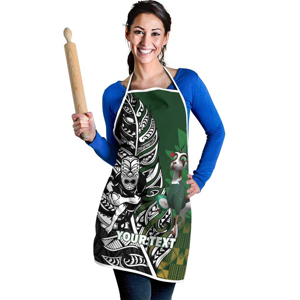 New Zealand and South Africa Rugby Custom Apron Maori Tiki Fern Springboks Kente Pattern LT14 - Polynesian Pride