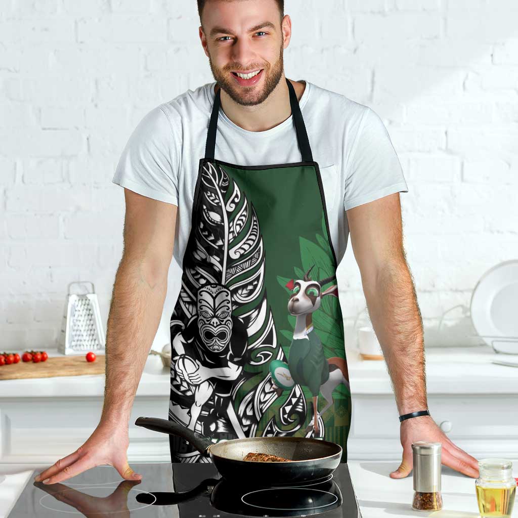 New Zealand and South Africa Rugby Custom Apron Maori Tiki Fern Springboks Kente Pattern LT14 - Polynesian Pride