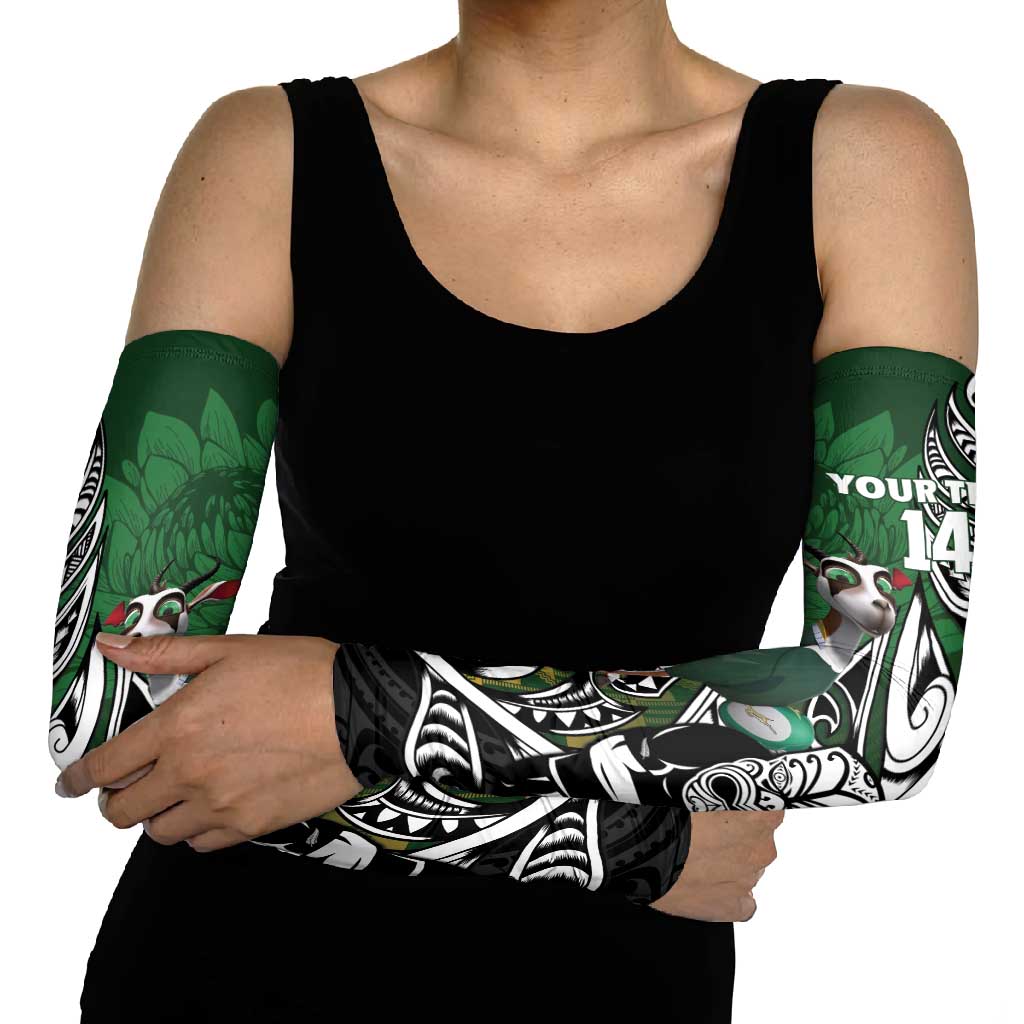 New Zealand and South Africa Rugby Custom Arm Sleeves Maori Tiki Fern Springboks Kente Pattern LT14 - Polynesian Pride