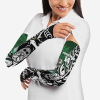 New Zealand and South Africa Rugby Custom Arm Sleeves Maori Tiki Fern Springboks Kente Pattern LT14 - Polynesian Pride