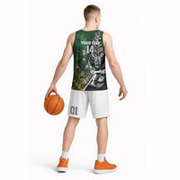 New Zealand and South Africa Rugby Custom Basketball Jersey Maori Tiki Fern Springboks Kente Pattern LT14 - Polynesian Pride