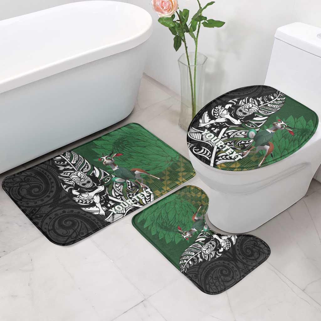 New Zealand and South Africa Rugby Custom Bathroom Set Maori Tiki Fern Springboks Kente Pattern LT14 - Polynesian Pride
