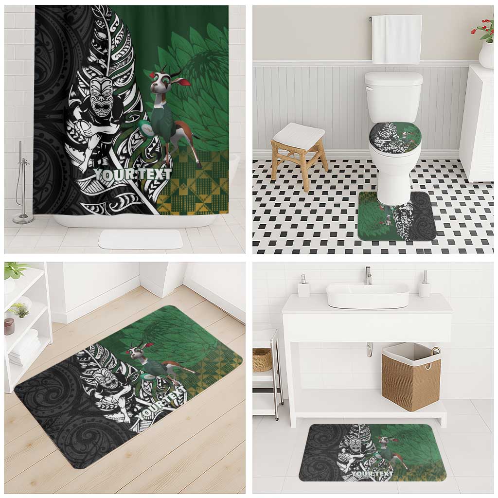 New Zealand and South Africa Rugby Custom Bathroom Set Maori Tiki Fern Springboks Kente Pattern LT14 - Polynesian Pride