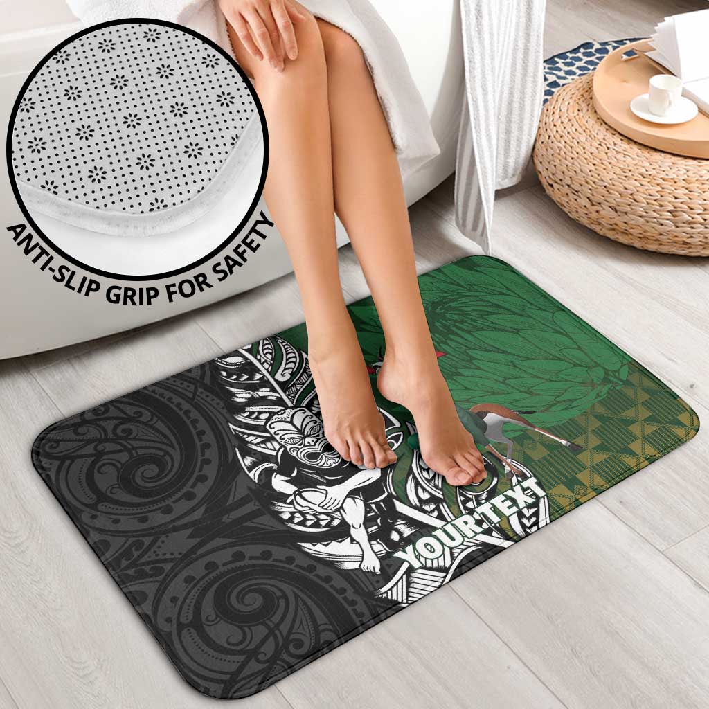 New Zealand and South Africa Rugby Custom Bathroom Set Maori Tiki Fern Springboks Kente Pattern LT14 - Polynesian Pride